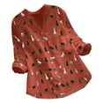 thumbnail image 1 of 2026 ! Womens asdoklhq Long Sleeve T Shirts for Women,Women Casual Cat Print Long Sleeve V-Neck Button Loose Shirt Top Blouse, 1 of 4