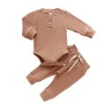thumbnail image 1 of 2026 ! Womens asdoklhq Pregnant Clothes s Infant Newborn Baby Girls Boys Ribbed Solid Bodysuits+Elastic Pants Outfits Set, 1 of 9