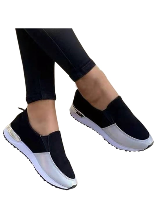 2026 ! Womens asdoklhq Womens Casual Shoes, Women Single Shoe Round Toe Flat Color Block Loafers