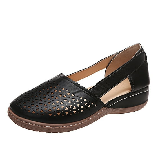 2025 Clearance! Womens Clearance asdoklhq Womens Slip On Shoes Under $15,Women's Hollow Out Casual Shoes Solid Round Head Comfortable Platform Sandals Shoes
