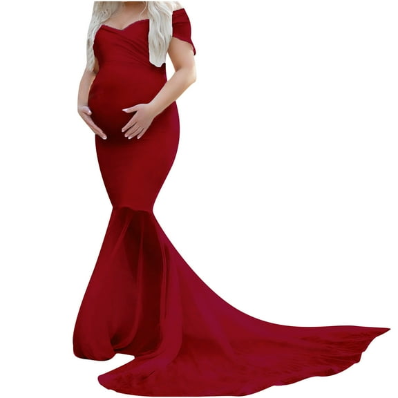 2026 ! Womens Clothes asdoklhq Maternity Dresses for Women,Women Pregnants Chiffon Splicing Photography Props Trapless Long Maternity Dress