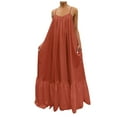 thumbnail image 1 of 2026 ! Womens Clothes asdoklhq Womens Plus Size Dresses,Women Casual Solid Strap Dress Pocket Loose Backless Big Swing Dress, 1 of 8