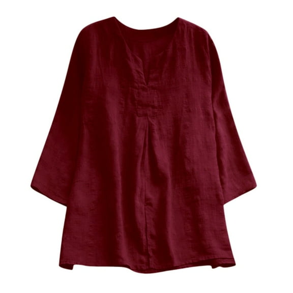 2026 ! Womens Clothes asdoklhq Womens Plus Size Tops，Casual Loose Long Sleeve Line Tanic Blouse Tops