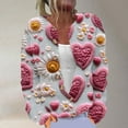 thumbnail image 1 of 2025 Clearance, Womens Valentines Day Cute Heart Cardigan Sweaters Chunky Open Front Knit Button Crewneck Long Sleeve Sweater 2025, Women's Pullover Sweaters, DEU7148, 1 of 5