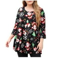 thumbnail image 1 of 2025 Clearance! asdoklhq Christmas Clearance Clothing Under $5.00,Women Casual Plus Size Round Neck Christmas Printed T-Shirt Loose Long Sleeve Tops Blouse, 1 of 8