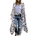 thumbnail image 1 of 2025 Clearance! asdoklhq Clearance Coats Under $10.00 Plus Size,Womens Flowy Kimono Cardigan Open Front Dress Printed Chiffon Blouse Loose Tops, 1 of 9