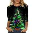 thumbnail image 1 of 2026 ! asdoklhq Plus Size Christmas Clothing, Women's Fashion Tees Casual Crewneck 3/4 Sleeve Loose T Shirt Ladies Tops Blouses Shirts, 1 of 5