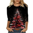 thumbnail image 1 of 2026 ! asdoklhq Plus Size Christmas Clothing, Women's Fashion Tees Casual Crewneck 3/4 Sleeve Loose T Shirt Ladies Tops Blouses Shirts, 1 of 5