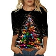 thumbnail image 1 of 2026 ! asdoklhq Plus Size Christmas Clothing, Women's Fashion Tees Casual Crewneck 3/4 Sleeve Loose T Shirt Ladies Tops Blouses Shirts, 1 of 5