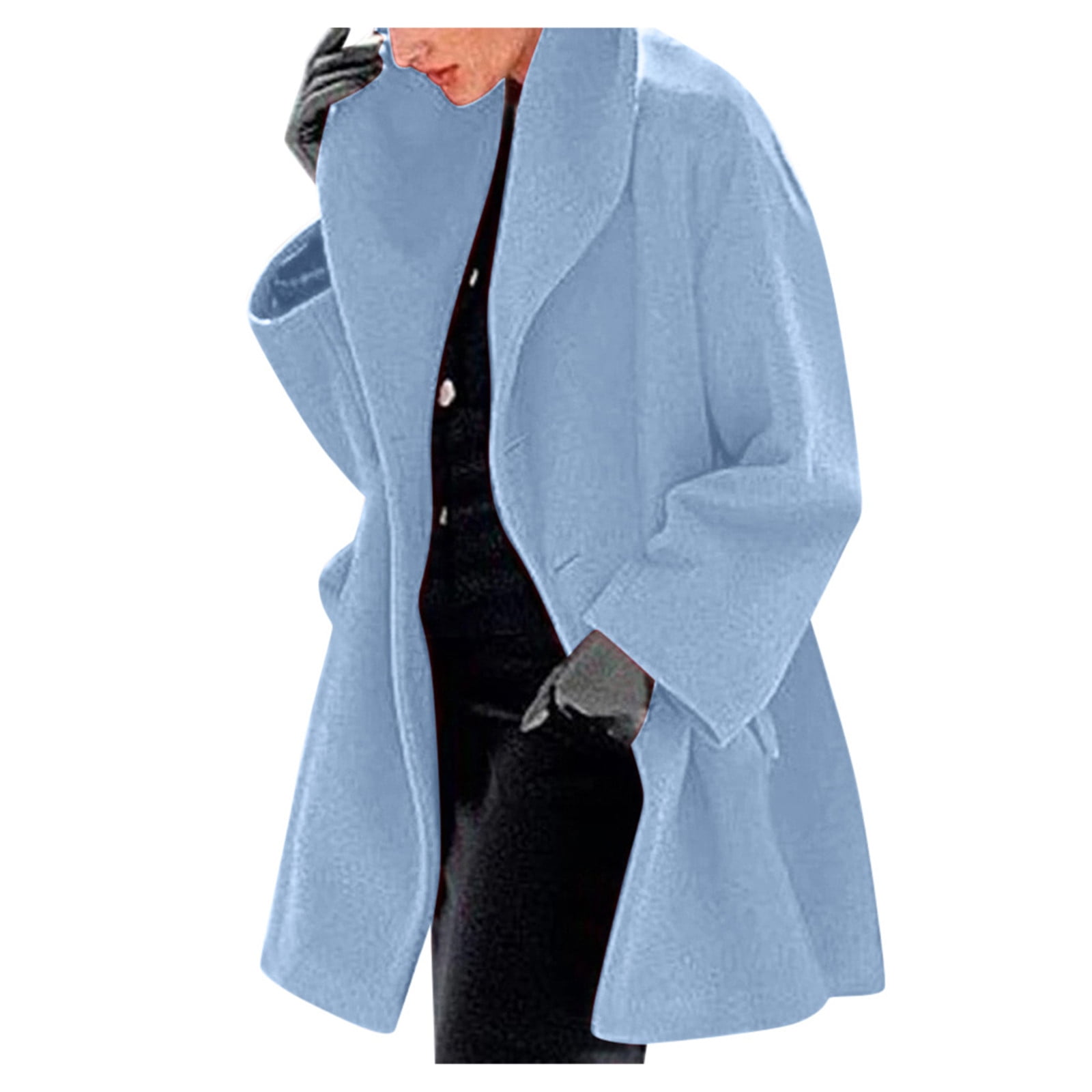 2025 Clearance! asdoklhq Coat for Women Clearance $2,Womens Winter Wool Coat Trench Jacket Ladies Warm Slim Long Overcoat Outwear