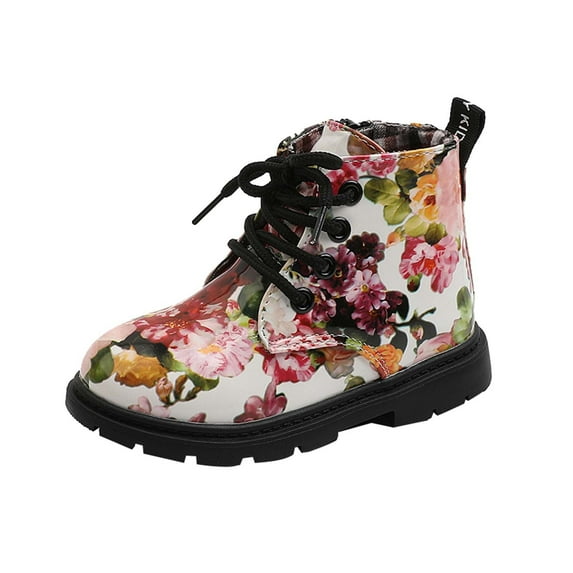 2025 Clearance! asdoklhq Girl's Shoes,Toddler Baby Boys Girls Waterproof Shoes Floral Boots Hiking Outdoor Shoes