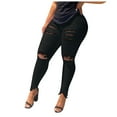 thumbnail image 1 of 2026 ! asdoklhq Jeans for Women Plus Size,Women Slim Washed Ripped Hole Gradient Long Jeans Denim Regular Pants, 1 of 5