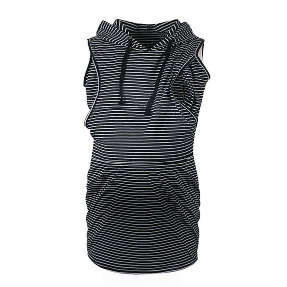 2025 Clearance! asdoklhq Maternity Dress,Pregnant Women Clothes Maternity Breastfeeding Striped Hooded Dress With Pocket
