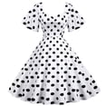 thumbnail image 1 of 2025 Clearance! asdoklhq Woman Plus Size Clearance Dresses,Polka Dot Puffy Short-Sleeved V-neck High-Waisted Party Dress, 1 of 8