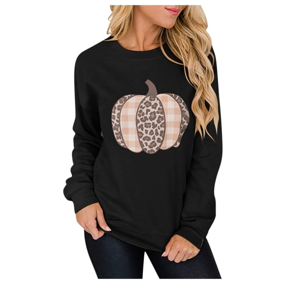 2026 ! asdoklhq Womens Halloween Clothes Plus Size,WomenWomen's Print Long-sleeved Sweatshirt Casual Blouse Pullover