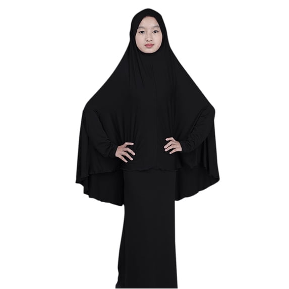 2025 Clearance! asdoklhq Womens Plus Size Clearance Dresses, Muslim Arab Middle Teen Girl Solid Color Dress Two-Piece Suit