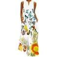 thumbnail image 1 of 2025 Clearance! asdoklhq Womens Plus Size Clearance Dresses,Women's Casual Long Dress With Striped Floral Print Sleeveless Maxi Dress, 1 of 9