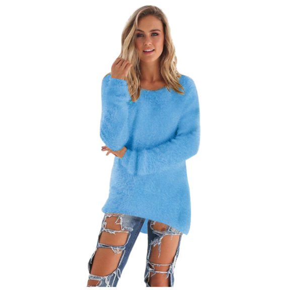 2026 ! asdoklhq Womens Plus Size Tops,Womens Casual O-neck Solid Long Sleeve Jumper Sweaters Blouse Tops