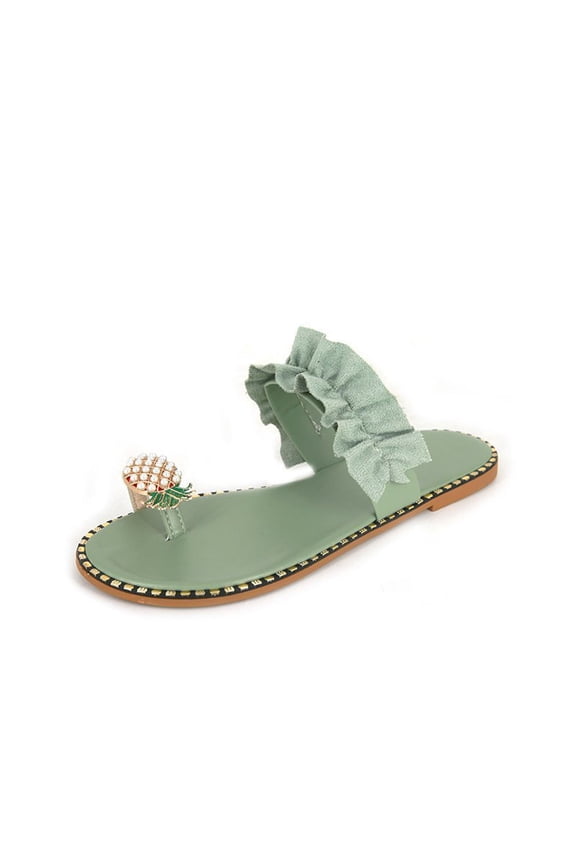 2026 ! asdoklhq Womens Shoes Sale,Women Summer Sandals Ladies Pineapple Sandals Clip Toe Flip Flops Boho Casual Slippers Beach Shoes