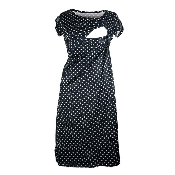 2025 Clearance under $5 asdoklhq Maternity Clothes for Women,Multifunctional Maternity Wear Nursing Clothes Polka Dots Round Neck Short Sleeve Dress