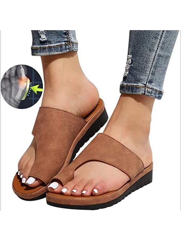 2025 Clearance under $5 asdoklhq Sandals for Women Women Dressy Comfy Platform Casual Shoes Summer Beach Travel Slipper Flip Flops Beige 38
