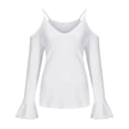 thumbnail image 1 of 2026 under $5 asdoklhq Womens Plus Size Tops,Women's V-neck Casual Off Shoulder Strap Long Sleeve T-shirt Top Blouse, 1 of 9