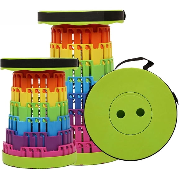 2025 Collapsible Stool Chair, Upgraded Folding Stool for Lightweight, Sturdy, Adjustable, Portable, Foldable Seat Sturdy Stools for Outdoor Camping Fishing Hiking Gardening BBQ