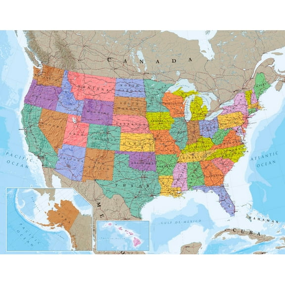 2025 Color Map of United States USA Cool Wall Art Print Poster Bedroom Decoration Landscape Office Valentine's Birthday Gift HD