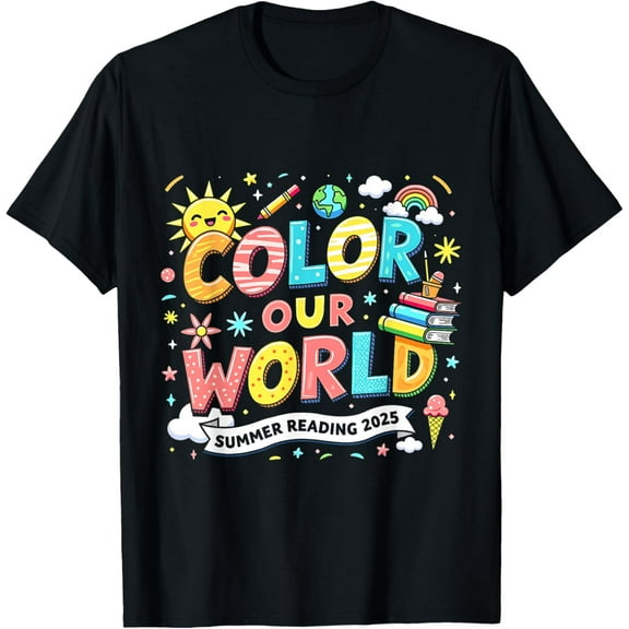 2025 Color Our World Book Summer Reading Program T-Shirt Tops Tee