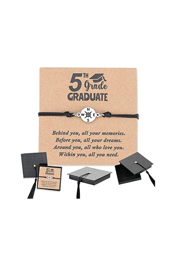 2025 Compass Bracelet Graduation Bracelet Gifts, Compass Graduation Gifts for Her/Him Adjustable Inspirational in Cap Box with Quote Cards 5th Grade for High School/College Grads Master Degree PhD