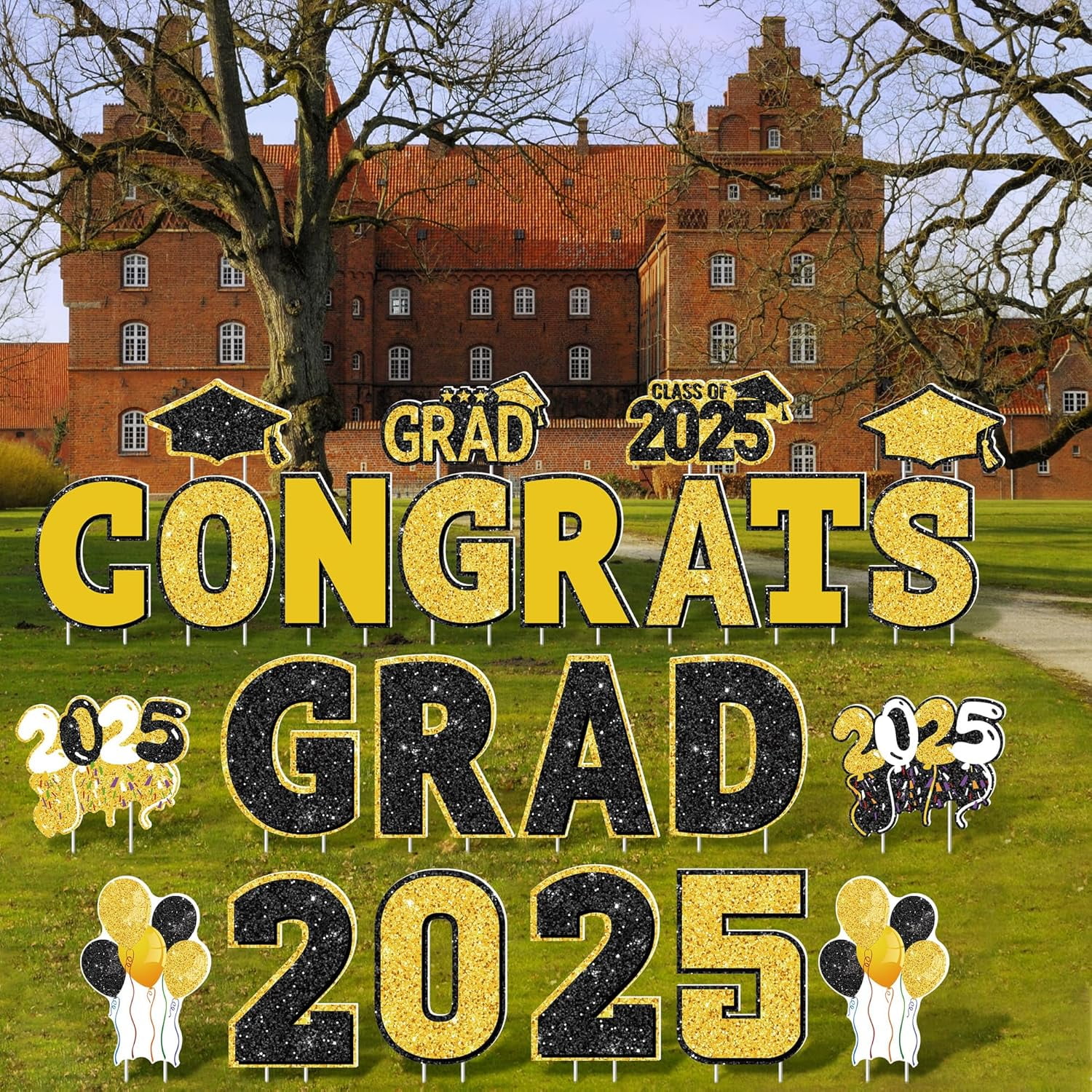 2025 Congrats Grad Yard Signs Graduation Waterproof Decorations ...