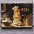 2025 Cooking Cats Calendar, 12 Monthly Cute Feline Chefs Wall Art