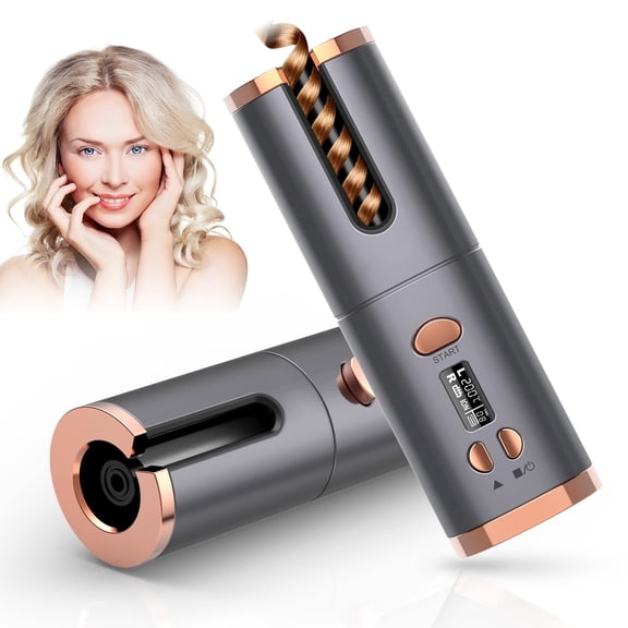 2025 Cordless Auto Curling Wand - Tourmaline Ceramic Barrel with 6 Temp/Timer Settings (USB Rechargeable)