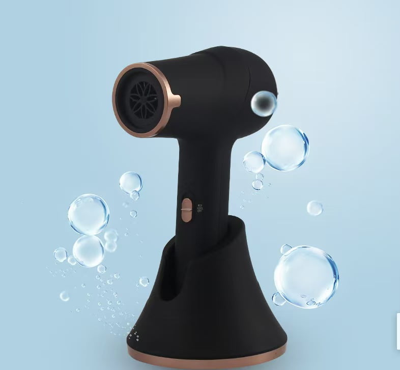 2025 Cordless Hair Dryer with Charging Base – 5000mAh Portable Blow Dryer, Hot & Cold Air Modes(Black)