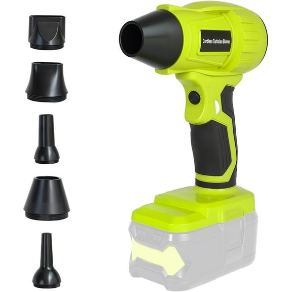 2025 Cordless Leaf Blower Brushless for Ryobi 18V Battery, Variable Speed Mini Leaf Blower Handheld Electric with 5 Attachments for Leaves Dust Small Debris and Drying Off Surfaces (No Battery)