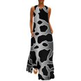 thumbnail image 1 of 2025 Cow Print Dress Animal Hide Elegant Maxi Dress V Neck Printed Casual Long Dresses Streetwear Oversized Vestido, 1 of 6
