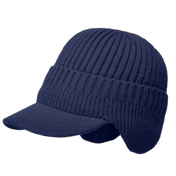 2025 Cozy Head Beanies for Men and Women,Mens Winter Hat with Ear Flaps Dark Blue Free