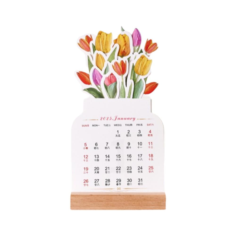 Large Navy & Pink Floral Desk Calendar 2024-2025 - Style H18