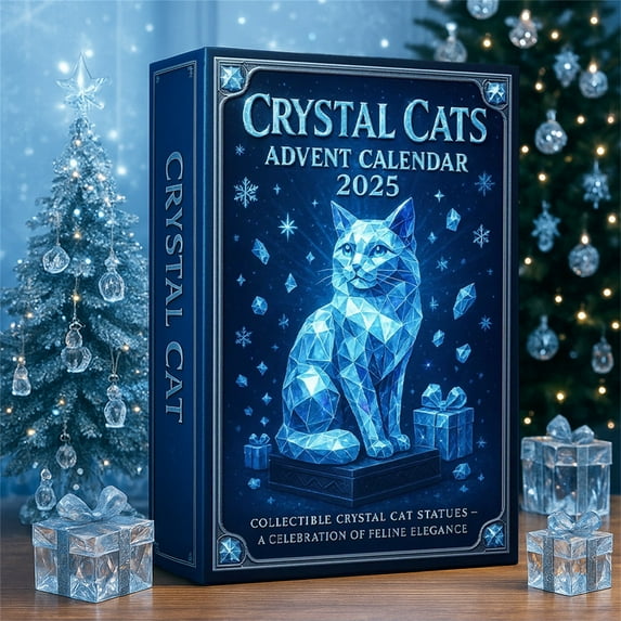 2025 Crystal Cats Advent Calendar – Collectible Crystal Cat Statue Set for Festive Daily Surprise Countdown