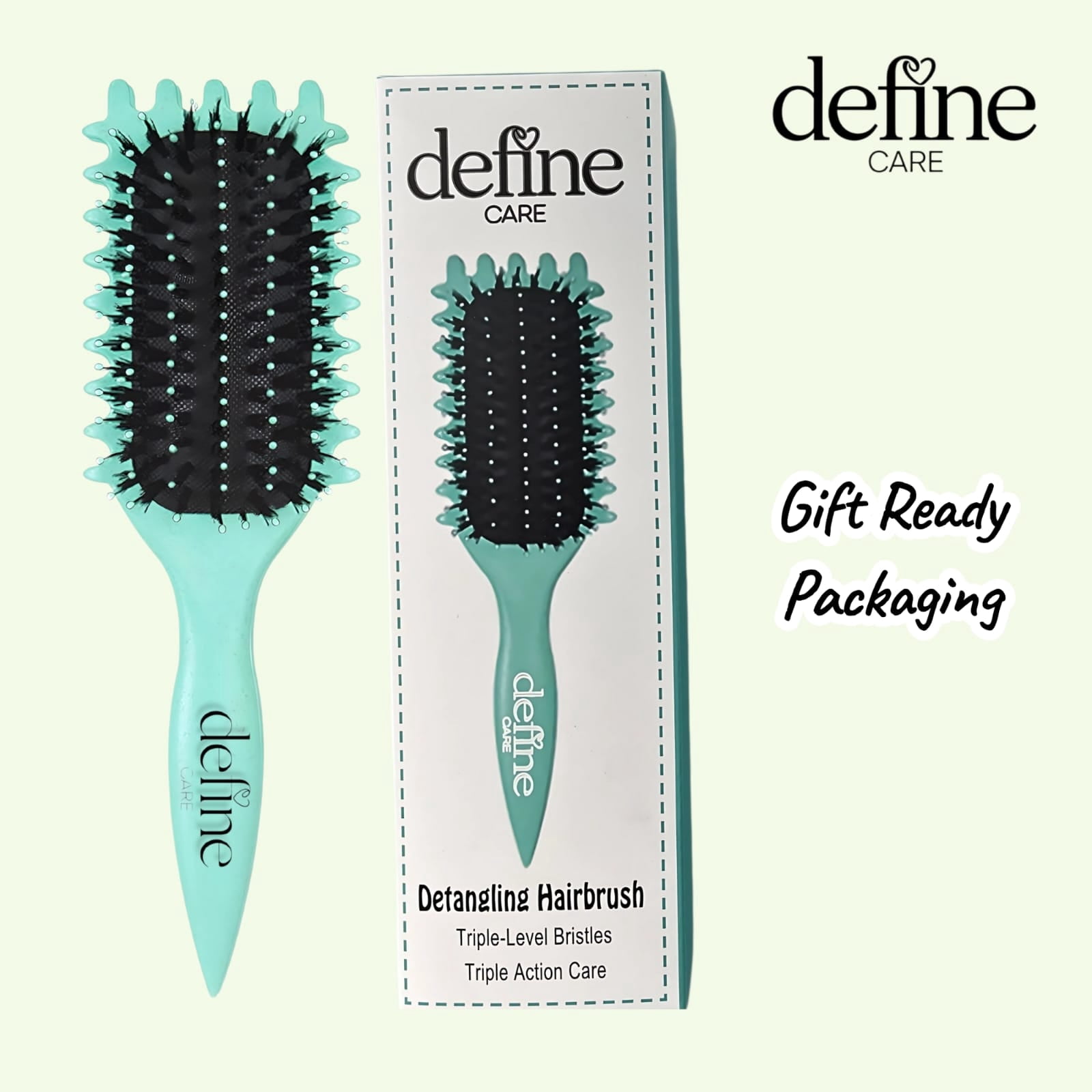 Define Care Curly Hair Brush for Women, Mint Green, Detangling