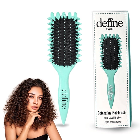 Curly Hair Brush for Women Styler, Detangling Curl Defining Brush for Women, Define Curl Hair Brush Mint Green