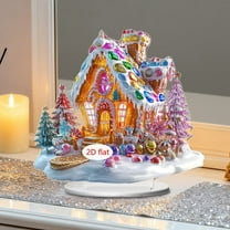 Cute Acrylic Christmas House Ornament, Snow-Themed Desktop Decor for Living Room Study Desk, Festive Winter Village Figurine, Holiday Mantle Decoration