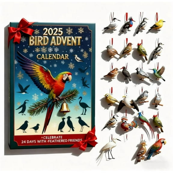 2025 Cute Bird Arrival Calendar, 24-Day Christmas Arrival Calendar, Unlock Different Bird Decorations Every Day, Gift For Bird Lovers
