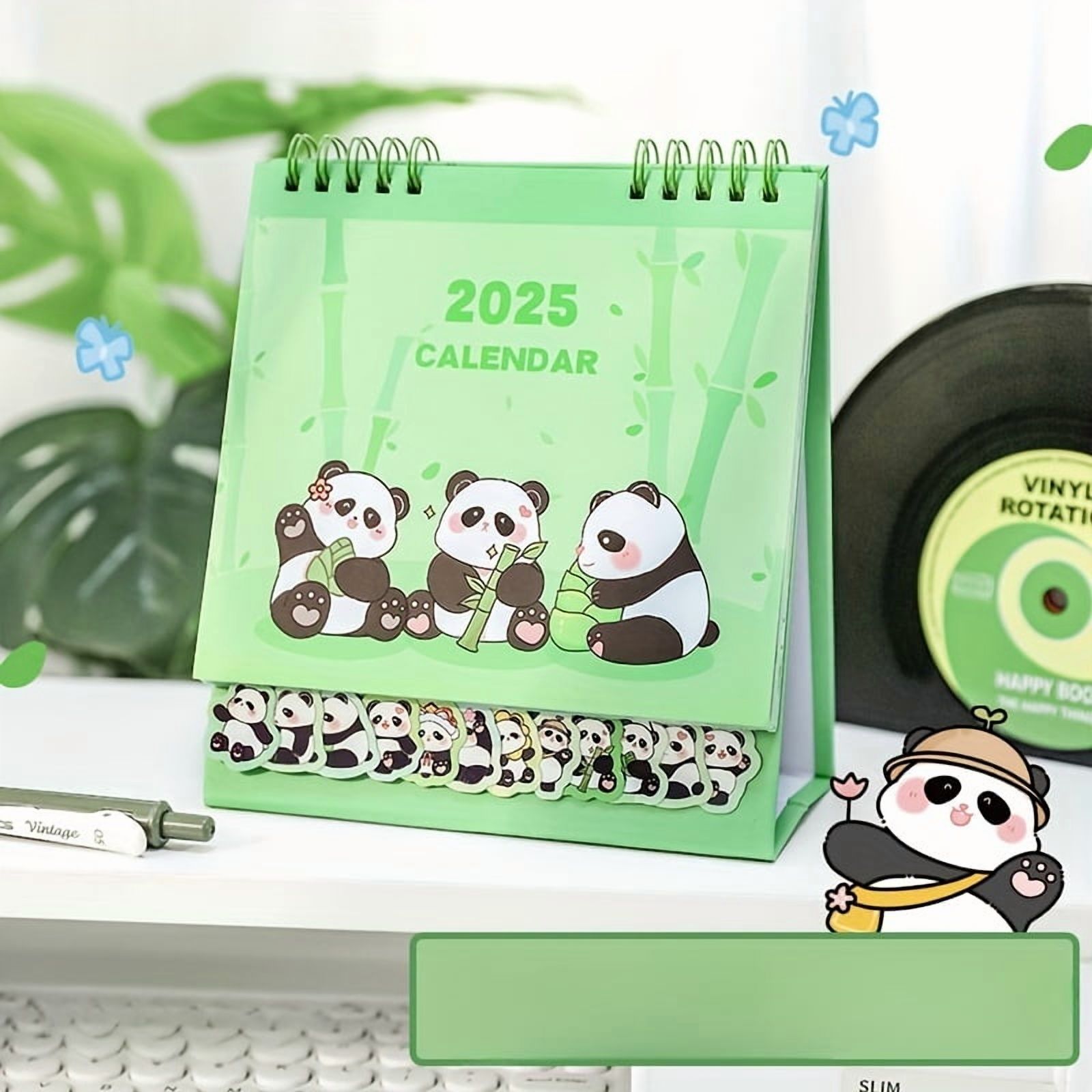 2025 Cute Panda & Bear Cartoon Desk Calendar - Colorful Monthly Planner ...