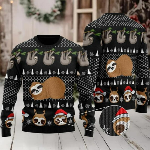 2025 Cute Sloth Santa Christmas Sweater