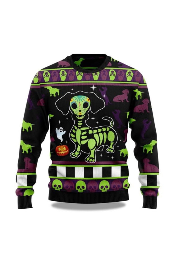 2025 Dachshund Pumpkin Christmas Ugly Sweater