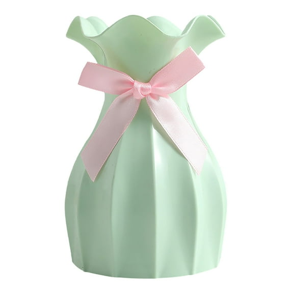 Modern Shatterproof Plastic Vase with Bow - Versatile Decor for Dried Flower Arrangements, Elegant Home Display, Scratch Resistant Use & Wedding Centerpieces