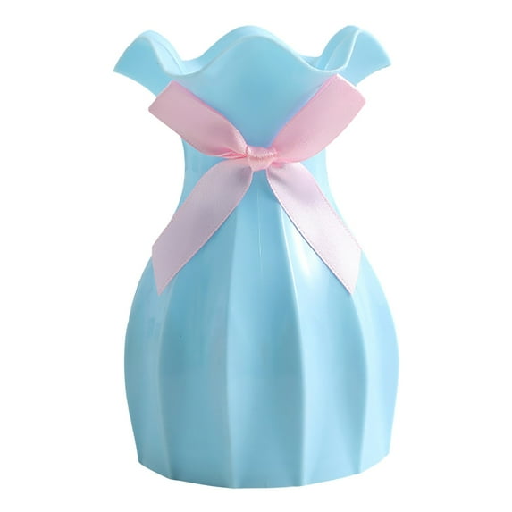 Modern Shatterproof Plastic Vase with Bow - Versatile Decor for Dried Flower Arrangements, Elegant Home Display, Scratch Resistant Use & Wedding Centerpieces
