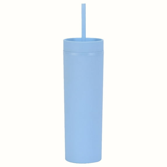 16oz Slim Double Wall Plastic Tumbler - Reusable Travel Mug with Lid for Coffee, Water Bottle, Commuting & Hot/Cold