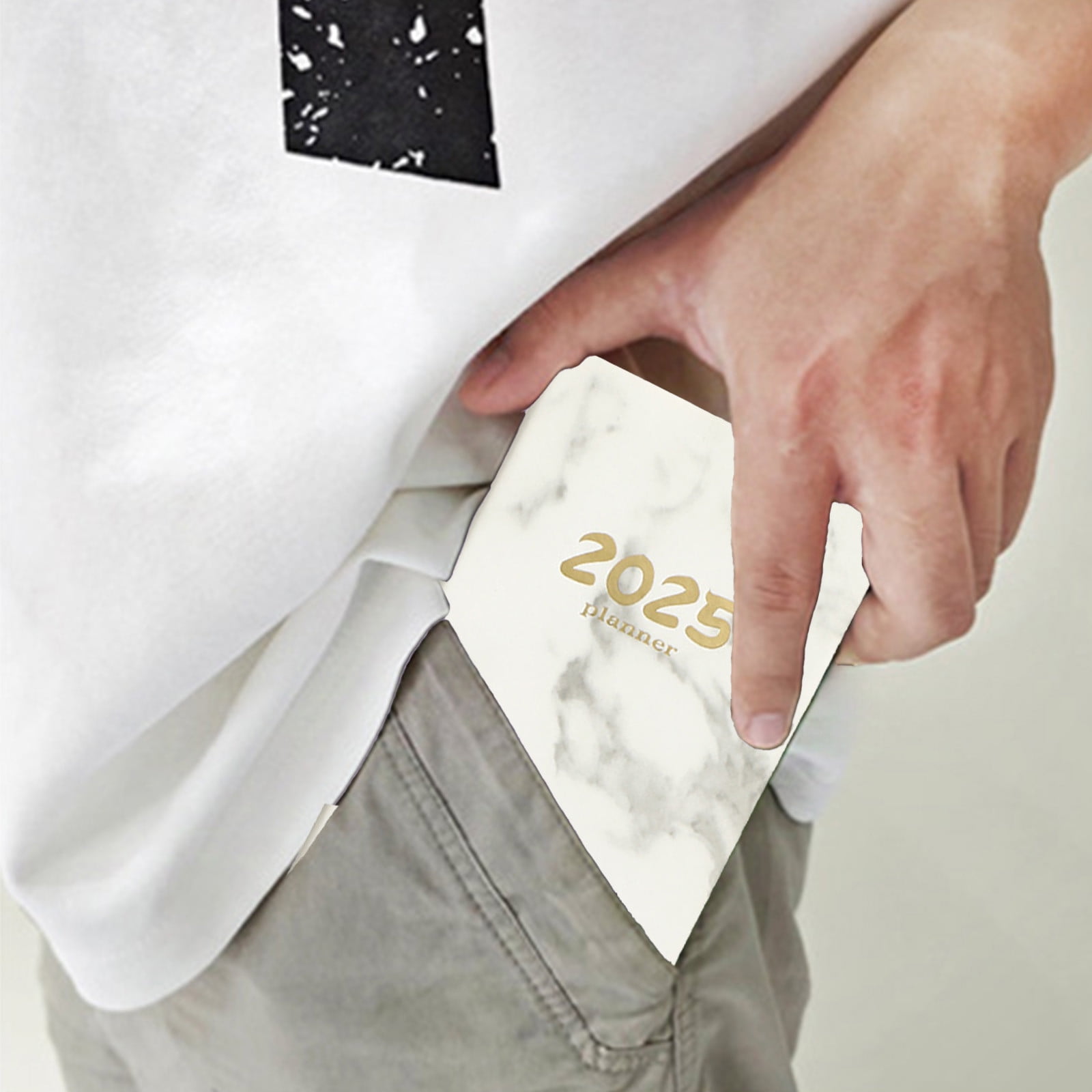 2025 Daily Planner Calendar with Marble Design Faux Leather Cover ...